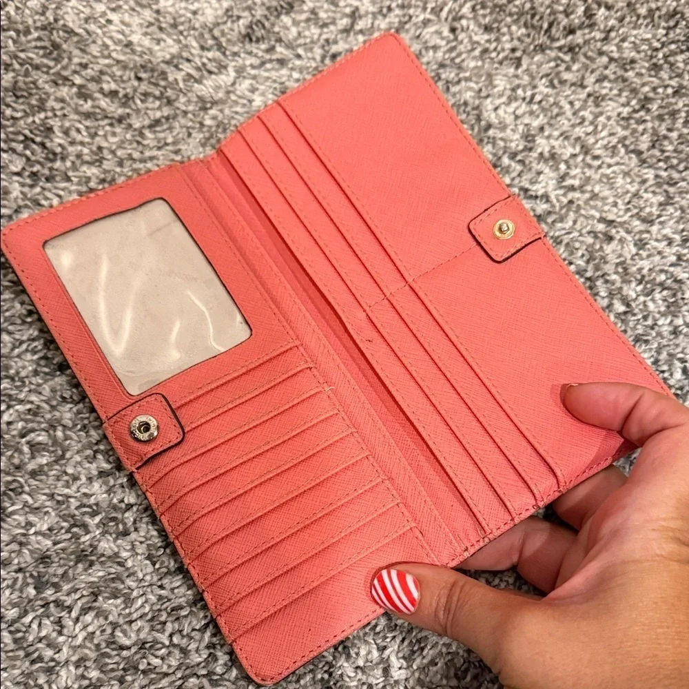 Michael Kors Pink Wallet Coral orange card holder wallet MK designer clutch
